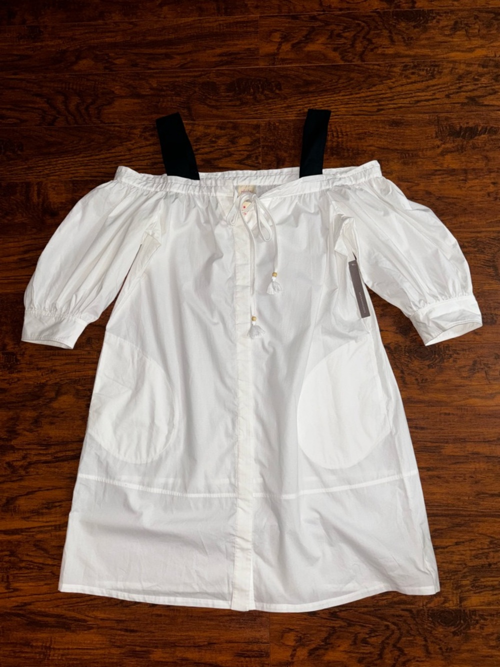 Anthropologie NWT Plenty by Tracy Reese Off Shoulder White Tie-Front Midi Dress - Picture 4 of 9